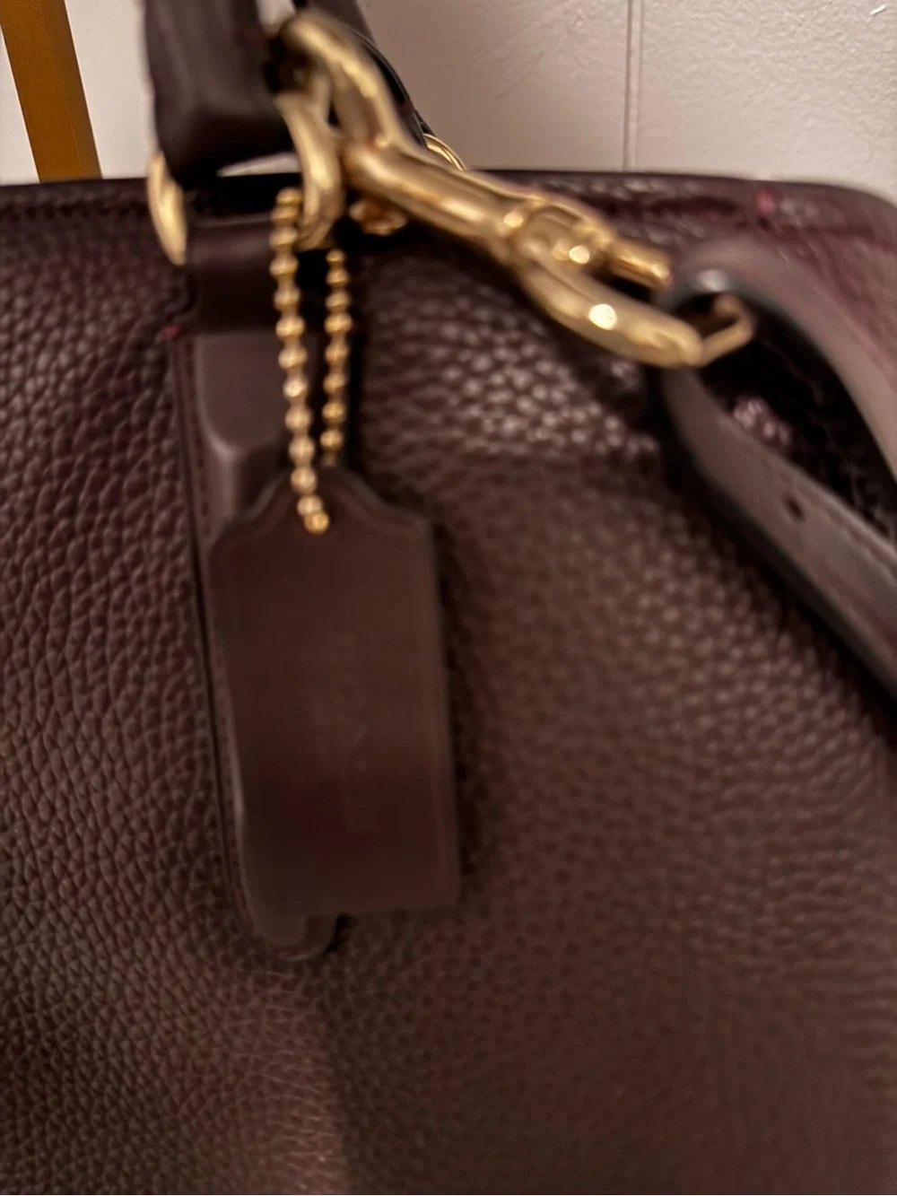 Coach Brooklyn Carryall 34 Oxblood Pebble Leather Bag 57276